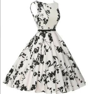 Black and White Floral Tea Dress